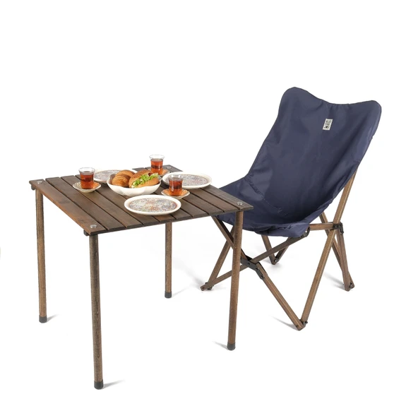 Bag The Joy 60x60x55 cm Ahşap Katlanır Kamp ve Piknik Masası - Antrasit - 4