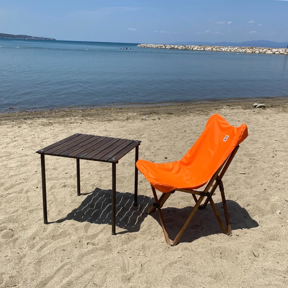 Bag The Joy 60x60x55 cm Ahşap Katlanır Kamp ve Piknik Masası - Antrasit - 7