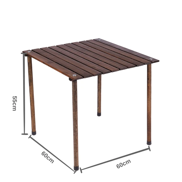 Bag The Joy 60x60x55 cm Ahşap Katlanır Kamp ve Piknik Masası - Antrasit - 2