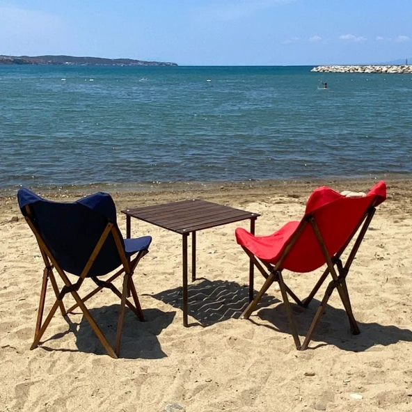 Bag The Joy 60x60x55 cm Ahşap Katlanır Kamp ve Piknik Masası - Antrasit - 8