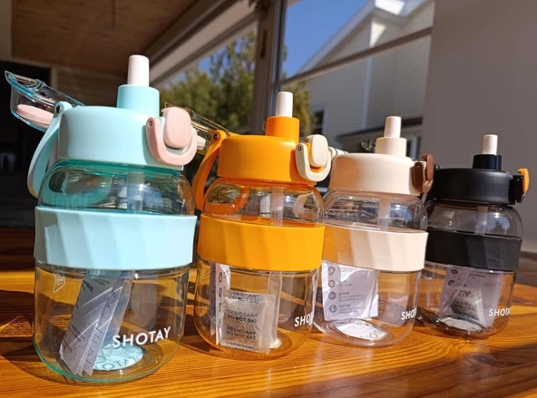 Shotay Pipetli Su Matarası Tritan Siyah 700Ml - 4