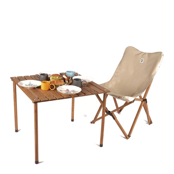 Bag The Joy 70x70x55 cm Ahşap Katlanır Kamp ve Piknik Masası - Kahverengi - 4