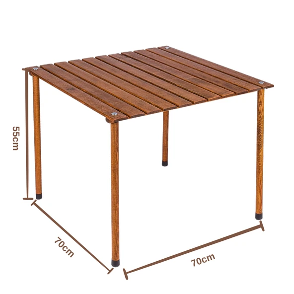 Bag The Joy 70x70x55 cm Ahşap Katlanır Kamp ve Piknik Masası - Kahverengi - 2