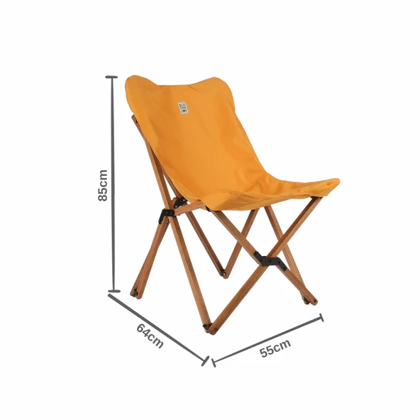 Bag The Joy Ahşap Katlanır Kamp ve Bahçe Sandalyesi Kahverengi İskelet Hardal Kılıf - 3