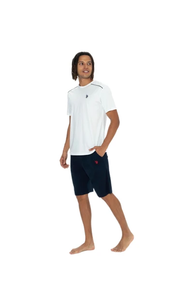 U.S. Polo Assn. 18905 Erkek Bisiklet Yaka Kısa Kol Şortlu 3'lü Pijama Takım - 9