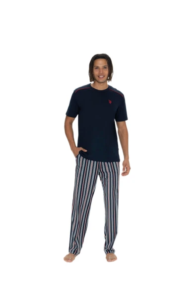 U.S. Polo Assn. 18905 Erkek Bisiklet Yaka Kısa Kol Şortlu 3'lü Pijama Takım - 4