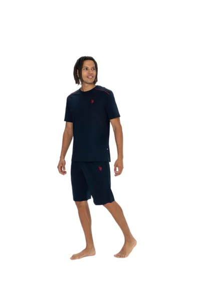 U.S. Polo Assn. 18905 Erkek Bisiklet Yaka Kısa Kol Şortlu 3'lü Pijama Takım - 3