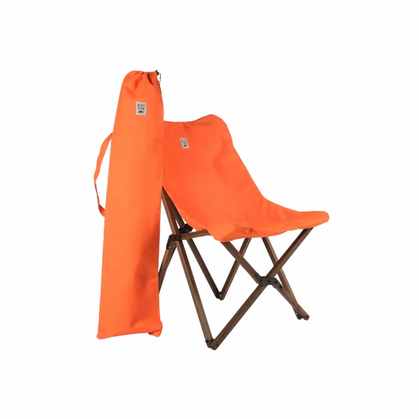 Bag The Joy Ahşap Katlanır Kamp Bahçe Sandalyesi Antrasit Iskelet Turuncu Kılıf - 2