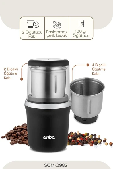 Sinbo SCM-2982 Kahve Ve Baharat Öğütücü Krom - 1