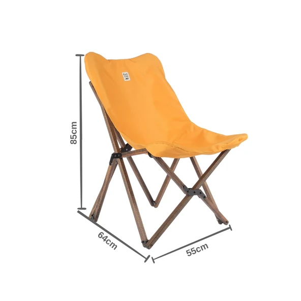 Bag The Joy Ahşap Katlanır Kamp Bahçe Sandalyesi Antrasit İskelet Hardal Kılıf - 4