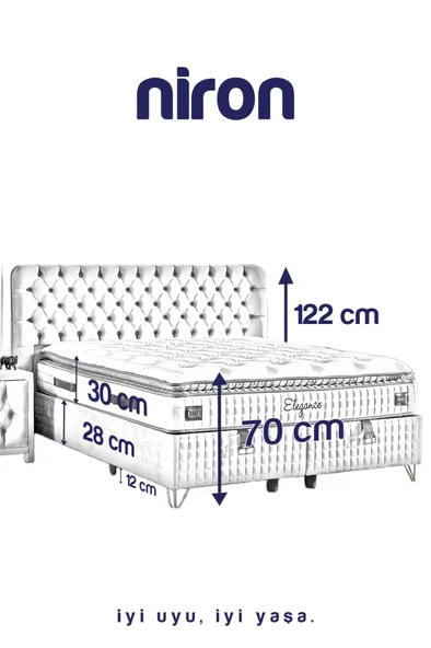 Niron  Elegance Lüks Baza ve Başlık Seti 160x200 cm Çift Kişilik Krem Babyface Kumaş Baza ve Başlık Takımı - Resim 5