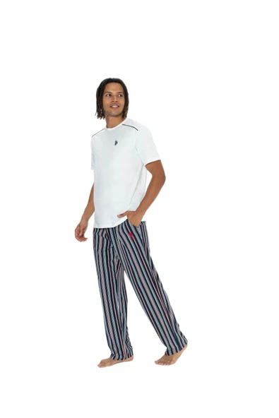 U.S. Polo Assn. 18905 Erkek Bisiklet Yaka Kısa Kol Şortlu 3'lü Pijama Takım - 11