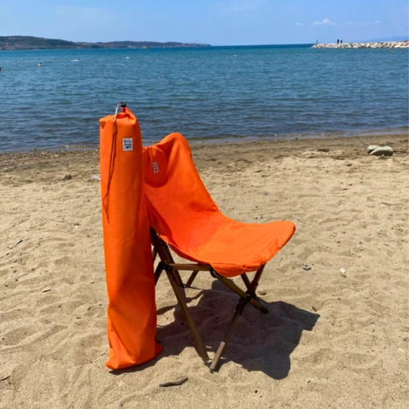 Bag The Joy Ahşap Katlanır Kamp Bahçe Sandalyesi Antrasit Iskelet Turuncu Kılıf - 6