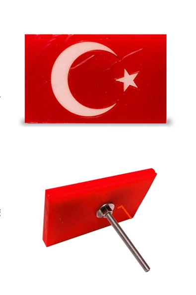 Panjur Arma Kırmızı Zeminli Türk Bayrağı Vidalı Pleksi Izgara Arma Logo