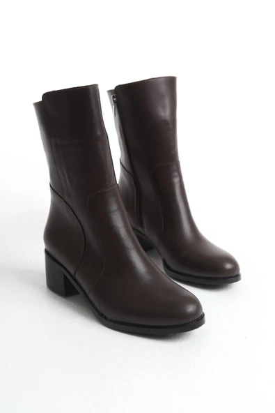 Kadın Hakiki Deri Kısa Topuklu Fermuarlı Casual Şık Bot Tam Kalıp Kadın Kışlık Ayakkabı - Resim 4