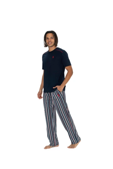 U.S. Polo Assn. 18905 Erkek Bisiklet Yaka Kısa Kol Şortlu 3'lü Pijama Takım - 5