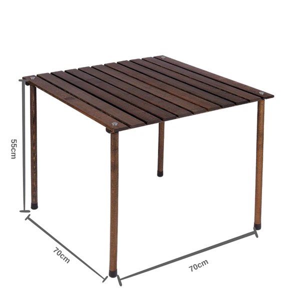 Bag The Joy 70x70x55 cm Ahşap Katlanır Kamp ve Piknik Masası - Antrasit - 2