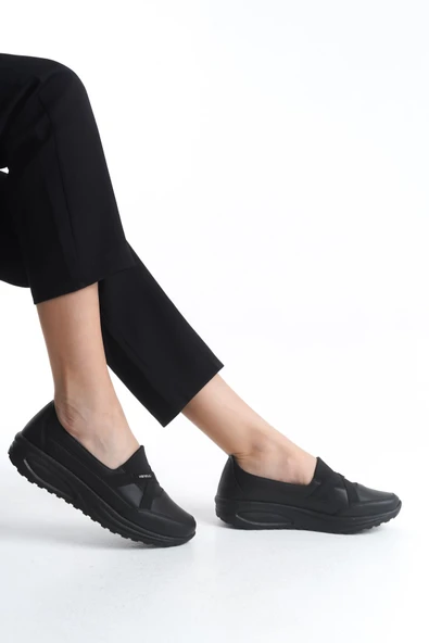 Kadın Çapraz Lastik Bant Detaylı Günlük Ayakkabı Dikişli Comfort Taban Tam Kalıp Ayakkabı - Resim 2