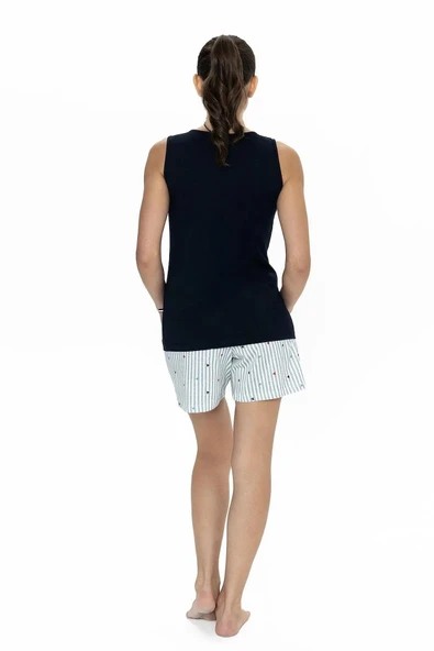 U.S. Polo Assn. Kadın Kalın Askılı Yazlık Kalpli Şortlu Pijama Takım - 8