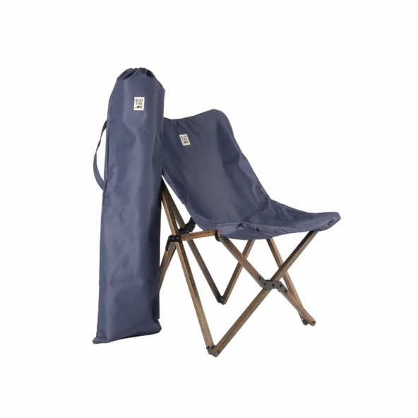 Bag The Joy Ahşap Katlanır Kamp Bahçe Sandalyesi Antrasit Iskelet Lacivert Kılıf - 2