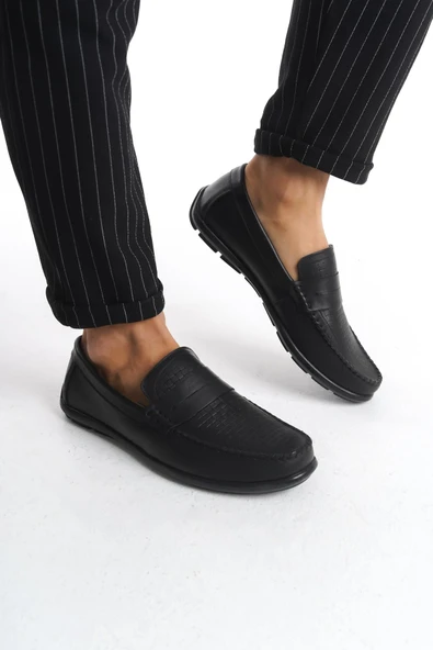 Erkek Hakiki Deri Loafer Comfort Ayakkabı Dikişli Günlük Ayakkabı - 2