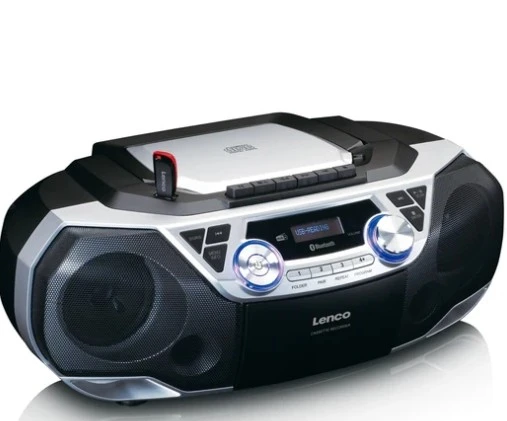 LENCO SCD-720SI - DAB+/FM radyo, Bluetooth®, CD, kaset çalar ve USB oynatıcılı taşınabilir boombox - Gümüş - 3