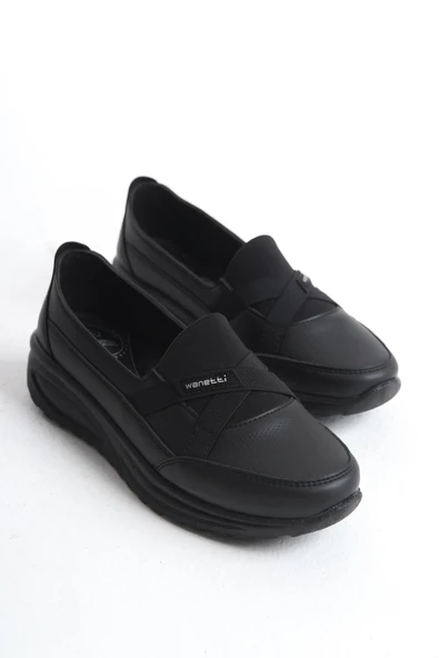 Kadın Çapraz Lastik Bant Detaylı Günlük Ayakkabı Dikişli Comfort Taban Tam Kalıp Ayakkabı - Resim 4