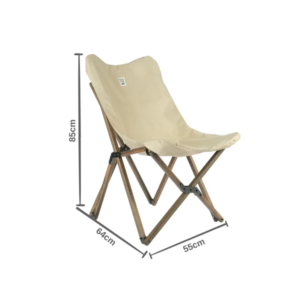 Ahşap Katlanır Kamp Bahçe Sandalyesi Antrasit Iskelet Bej Kılıf - 3