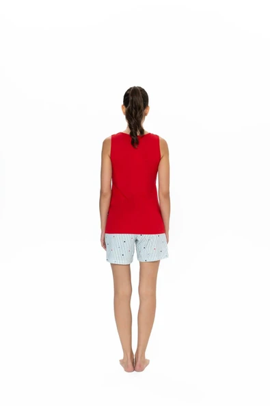 U.S. Polo Assn. Kadın Kalın Askılı Yazlık Kalpli Şortlu Pijama Takım - 4