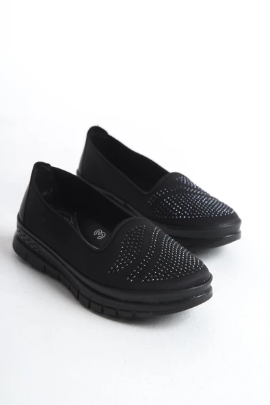 Kadın Rahat Taban Loafer Parlak Taş Detaylı Tam Kalıp Günlük Ortopedik Ayakkabı - Resim 4