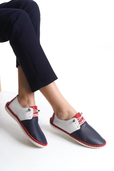 Kadın Hakiki Deri Ortopedik Ayakkabı Tam Kalıp Esnek Comfort Günlük Ayakkabı - Resim 10