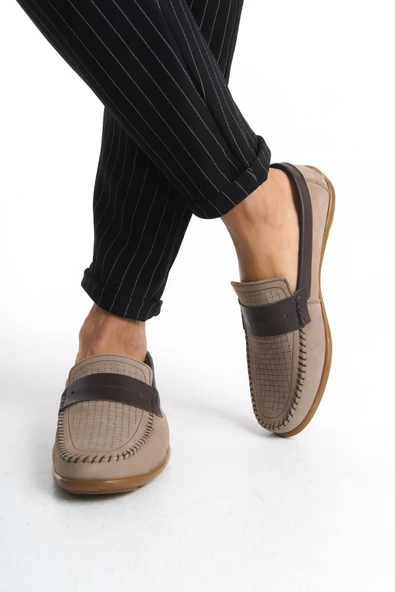 Erkek Hakiki Deri Loafer Comfort Ayakkabı Dikişli Günlük Ayakkabı - 5
