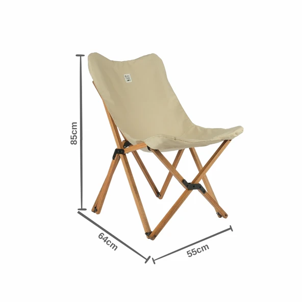 Bag The Joy Ahşap Katlanır Kamp Bahçe Sandalyesi Kahverengi Iskelet Bej Kılıf - 3