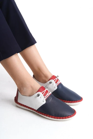 Kadın Hakiki Deri Ortopedik Ayakkabı Tam Kalıp Esnek Comfort Günlük Ayakkabı - Resim 9