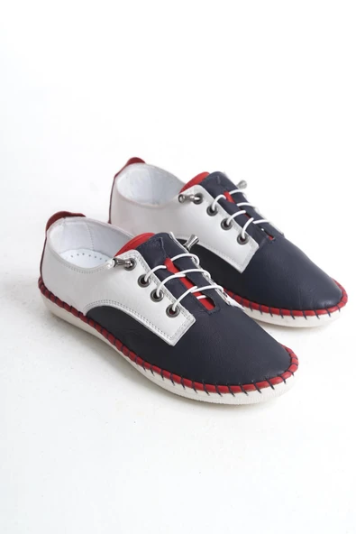 Kadın Hakiki Deri Bağcıklı Günlük Ayakkabı Tam Ortopedik Esnek Taban Ayakkabı - Resim 8