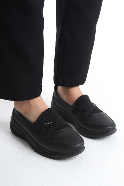 Kadın Çapraz Lastik Bant Detaylı Günlük Ayakkabı Dikişli Comfort Taban Tam Kalıp Ayakkabı - Resim 3