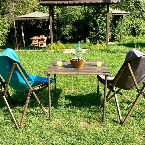 Bag The Joy Ahşap Katlanır Kamp Bahçe Sandalyesi Antrasit Iskelet Koyu Gri Kılıf - 6