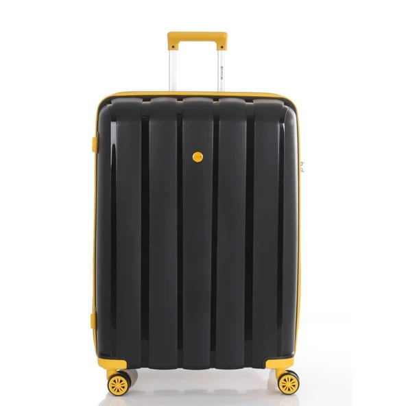 MÇS 3lü Set Kırılmaz Silikon Seyahat Valizi Bavulu V305 Siyah Sarı - 2