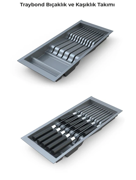 Çekmece Içi Kaşıklık Ve Bıçaklık Düzenleyici  Antresit, 64x48 Yandan Ve Boydan 4Cm Kesilebilir - 5