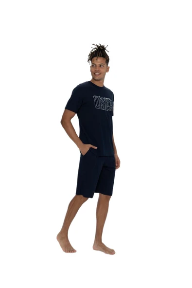 U.S. Polo Assn. 18903 Erkek Bisiklet Yaka Kısa Kol 3'lü Şortlu-Uzun Pijama Takım - 4