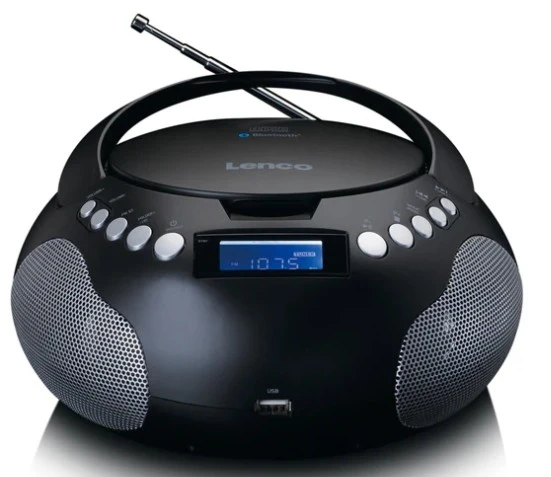 LENCO SCD-331BK - USB ve Bluetooth® özellikli taşınabilir radyo/CD/MP3 çalar - Pil ve şebeke elektriğiyle çalışan radyo