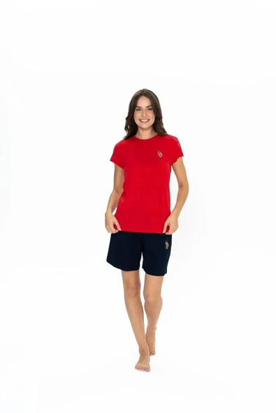 U.S. Polo Assn. 20000 Kadın Yuvarlak Yaka Şortlu Pijama Takım