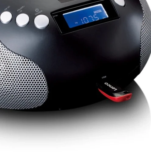 LENCO SCD-331BK - USB ve Bluetooth® özellikli taşınabilir radyo/CD/MP3 çalar - Pil ve şebeke elektriğiyle çalışan radyo - 4