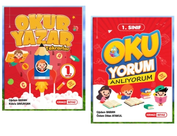 KIRMIZI BEYAZ YAYINLARI 1.SINIF 2.DÖNEM TEKNO OKUR YAZAR TEKRARLAR - OKUYORUM ANLIYORUM