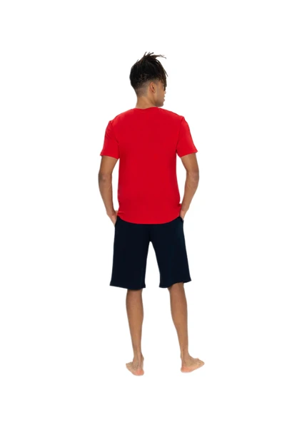 U.S. Polo Assn. 18868 Erkek Kırmızı Bisiklet Yaka Şortlu Pijama Takım - 4