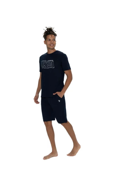 U.S. Polo Assn. 18903 Erkek Bisiklet Yaka Kısa Kol 3'lü Şortlu-Uzun Pijama Takım - 5