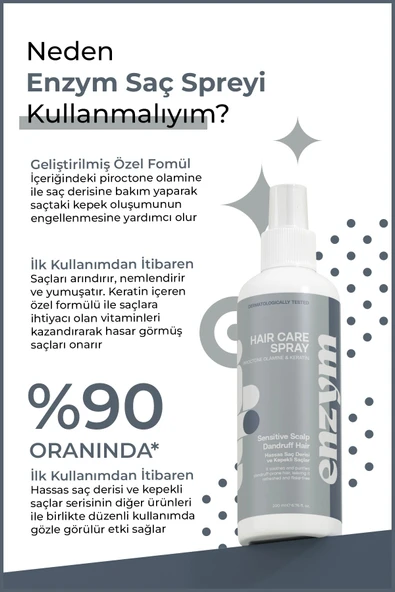 ENZYM COSMETICS Hassas Saç Derisi Ve Kepekli Saçlara Özel Kepek Önleyici Sprey 200 ml - 2