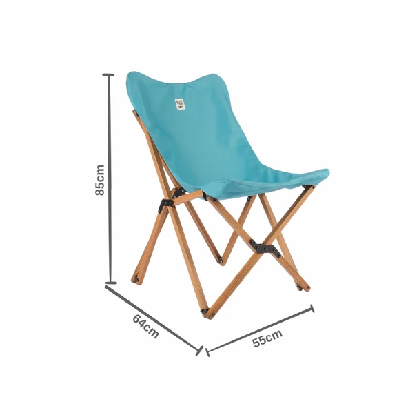 Bag The Joy Ahşap Katlanır Kamp Bahçe Sandalyesi Kahverengi Iskelet Turkuaz Kılıf - 2