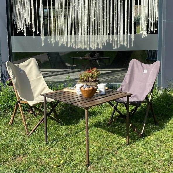 Bag The Joy Ahşap Katlanır Kamp Bahçe Sandalyesi Antrasit Iskelet Koyu Gri Kılıf - 8