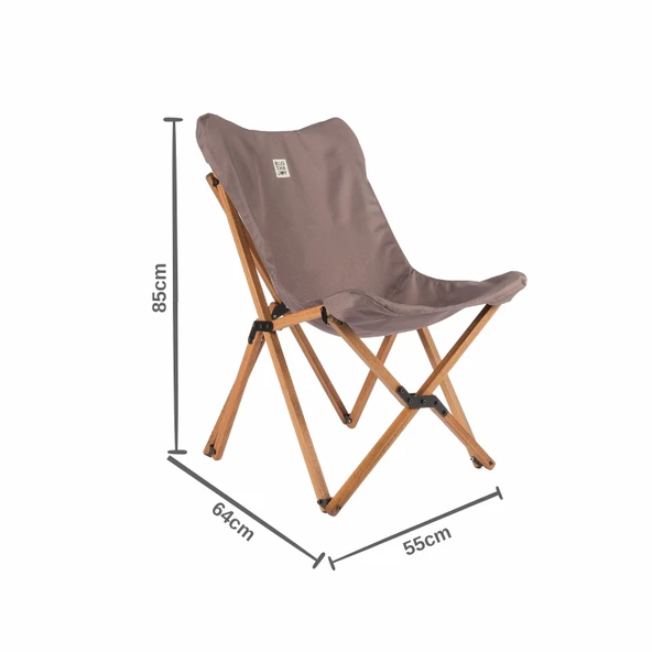 Bag The Joy Ahşap Katlanır Kamp Bahçe Sandalyesi Kahverengi Iskelet Koyu Gri Kılıf - 2